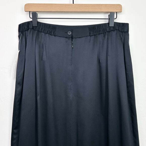 Lily & Taylor Vintage 100% Silk Satin Black Midi Slip Skirt NWT - Picture 4 of 6